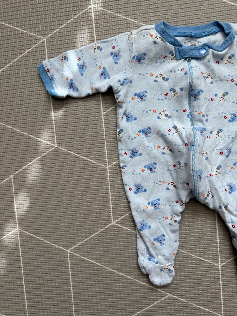 First moments|Baby boy Blue Puppy-Print Footies,long sleeve in 3 months—novelty